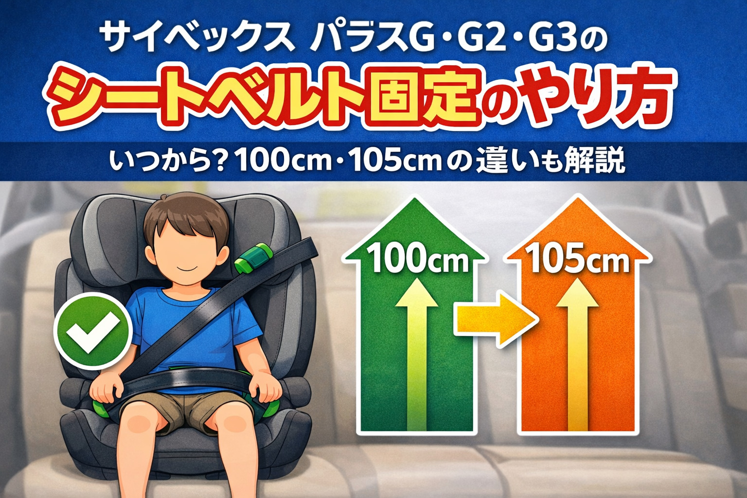 サイベックス パラスG・G2・G3のシートベルト固定のやり方｜いつから？100cm・105cmの違いも解説